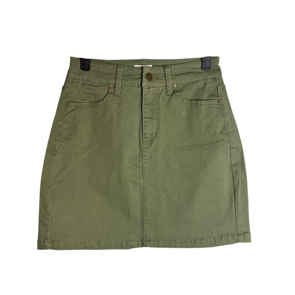 Market & Spruce Skirt Size XSP Petite Olive Green Mini Straight Cotton Twill NEW